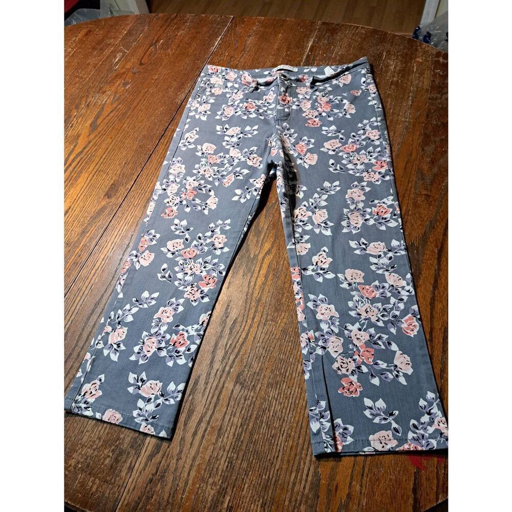 Size 12 Medium Lee Natural Fit Grey Pink White Purple Black Floral Pants